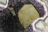 Purple Amethyst Geode With Calcite Crystal - Uruguay #83741-4